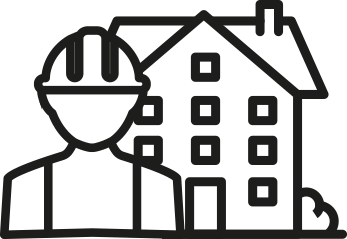 Arbeiten an Gebäudehüllen benötigen gut ausgebildete Fachkräfte aus den Bereichen Abdichter, Dachdecker, Fassadenbauer, Gerüstbauer und Storenmonteure. Icon Berufsbildung